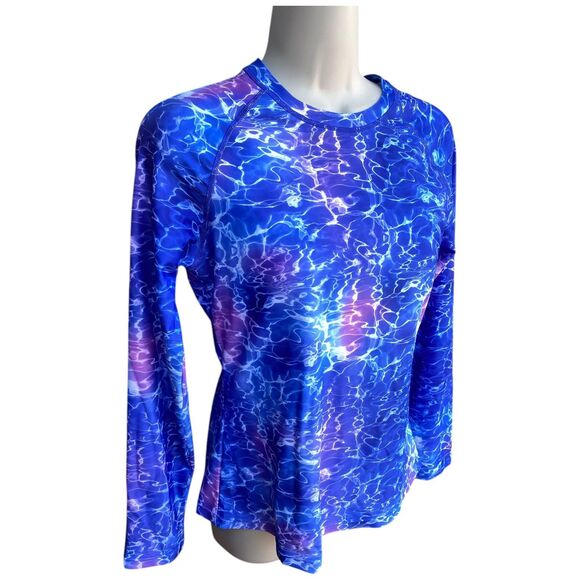 Davena rashguard purple blue swim top size Small S built-in bra nwt - Picture 2 of 8